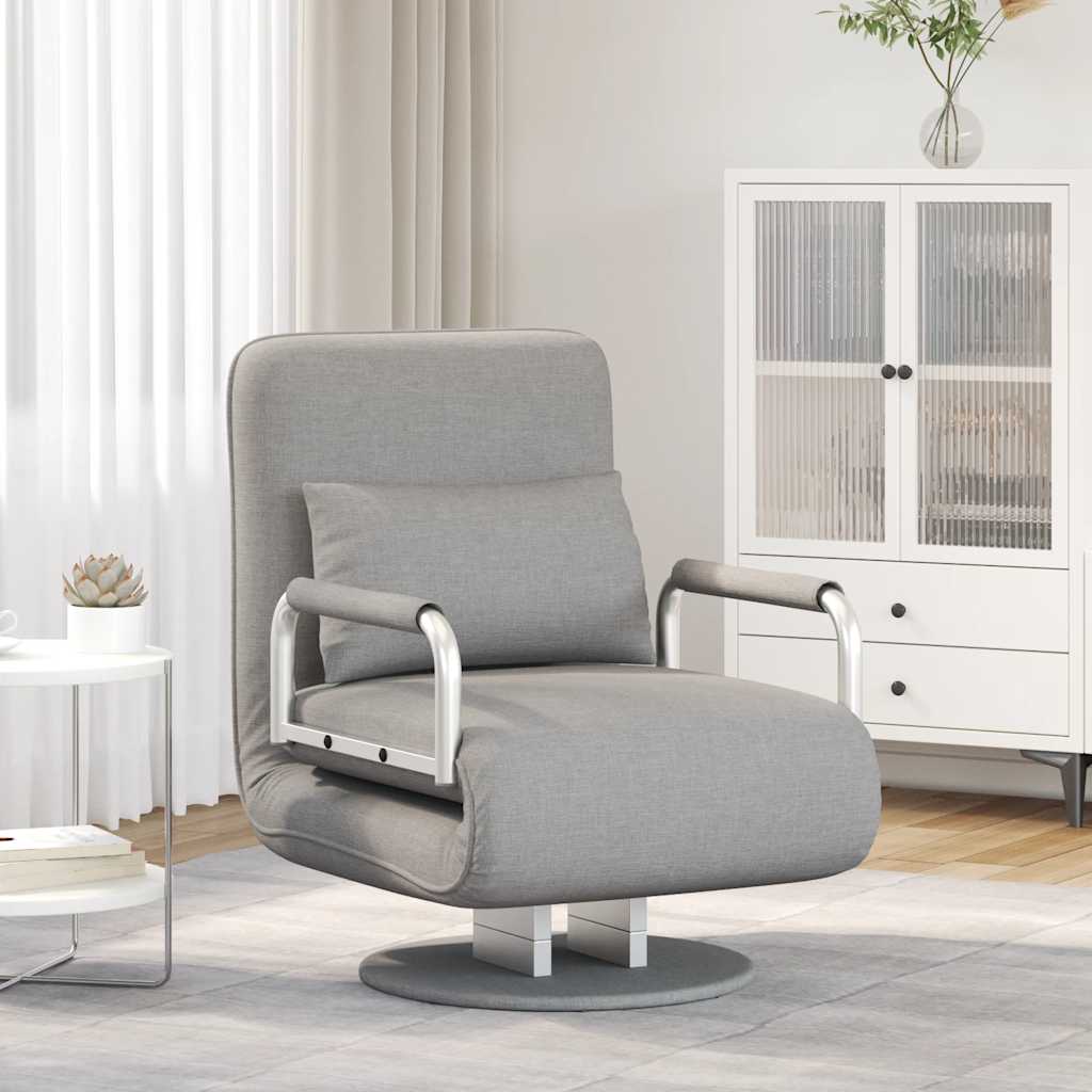 Swivel Chair and Sofa Bed Light Grey Fabric