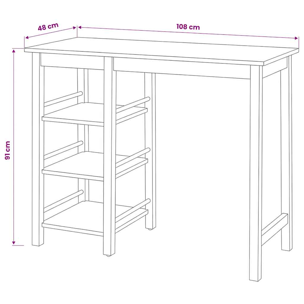 Bar Set 3 Pieces MDF White