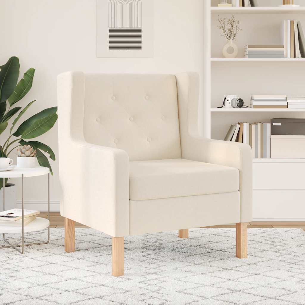 Armchair Cream White Fabric