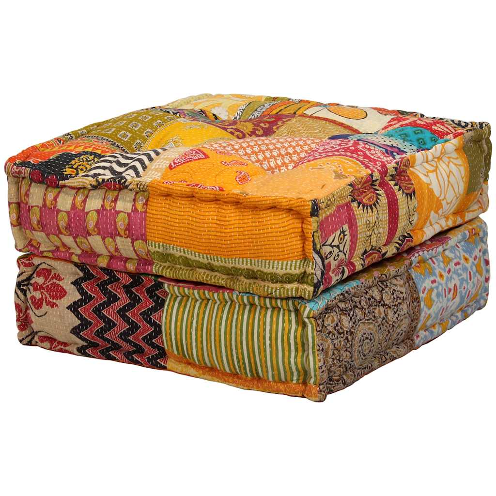2-Seater Modular Pouffe Patchwork Fabric