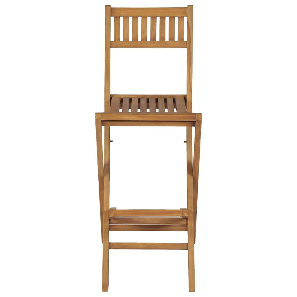 Folding Outdoor Bar Stools 2 pcs Solid Teak Wood
