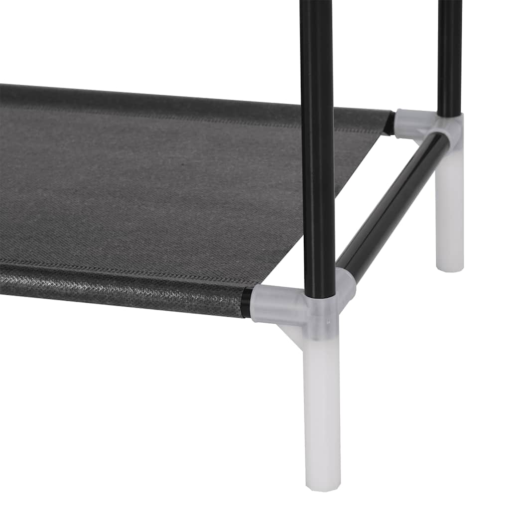 Shoe Rack with 4 Shelves Metal and Non-woven Fabric Black