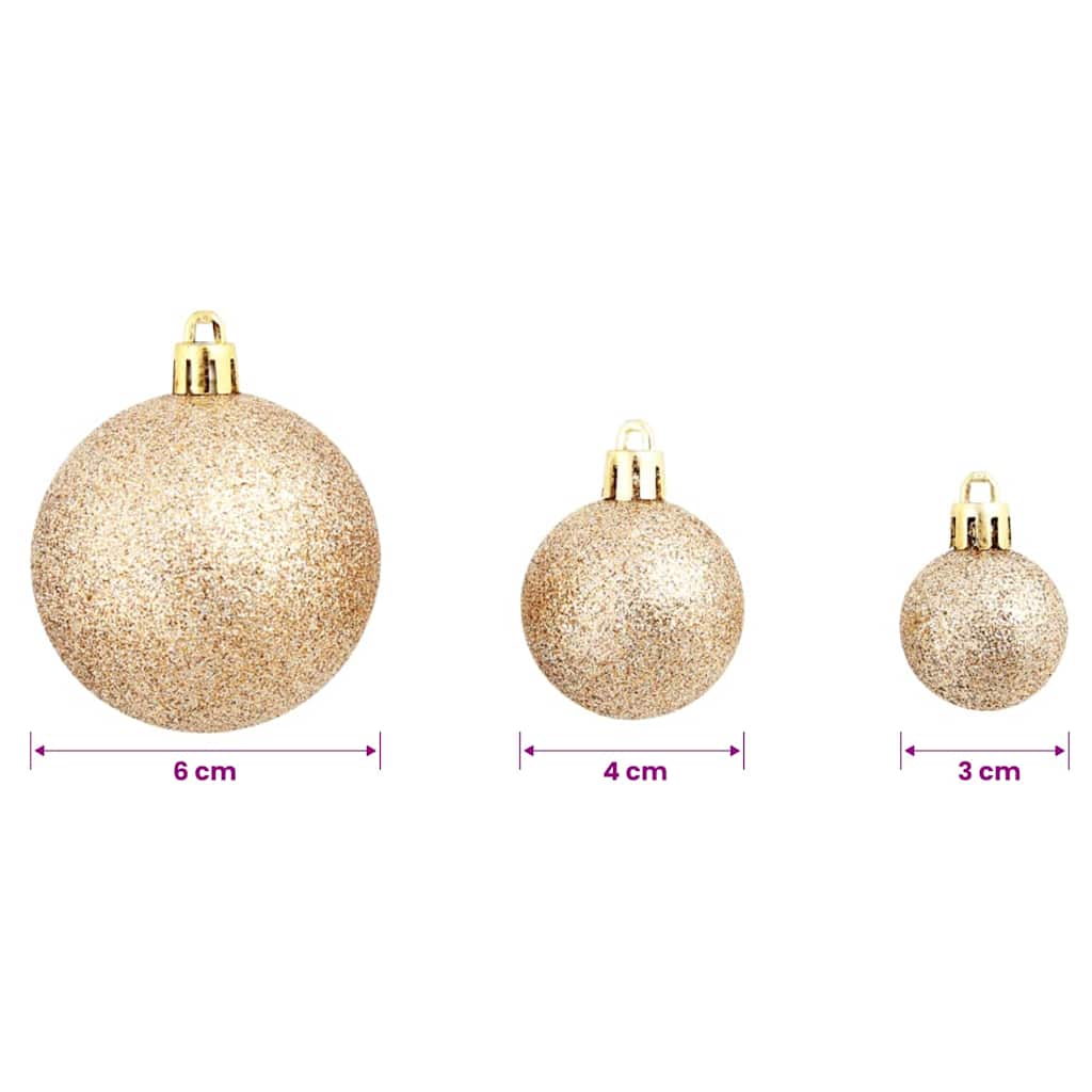 100 Piece Christmas Ball Set 3/4/6 cm Rose/Gold