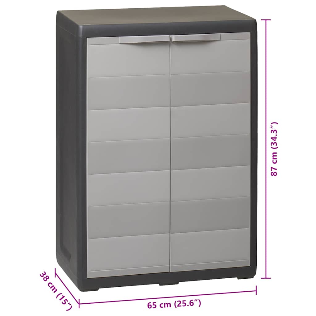 Garden Storage Cabinet with 1 Shelf Black and Grey