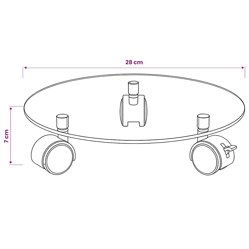 Plant Rollers 2 pcs Tempered Glass 28 cm Round