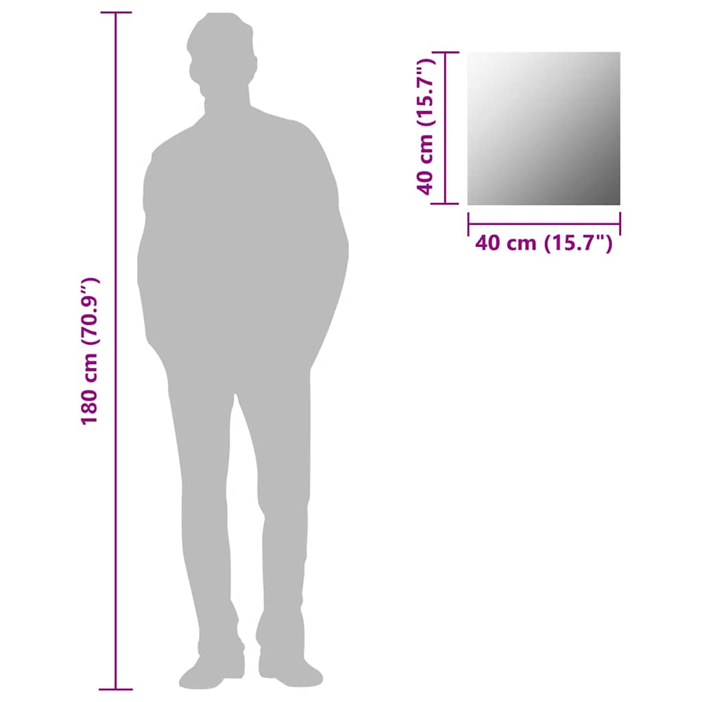 Wall Mirror 40x40 cm Square Glass