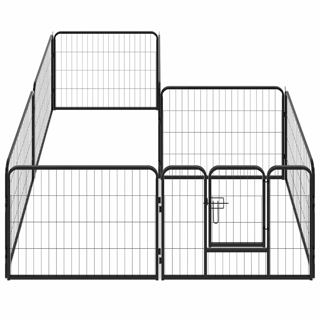 Dog Playpen 8 Panels Steel 80x60 cm Black