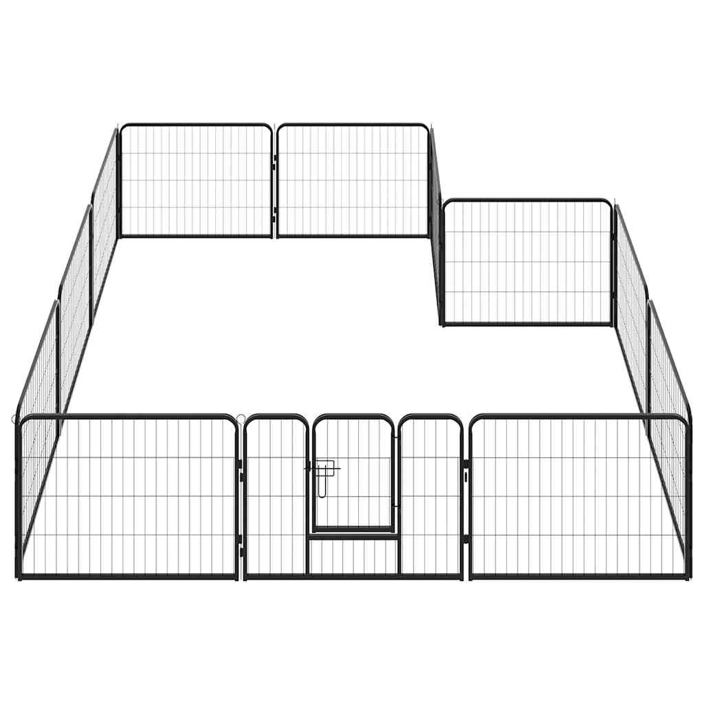 Dog Playpen 12 Panels Steel 80x60 cm Black