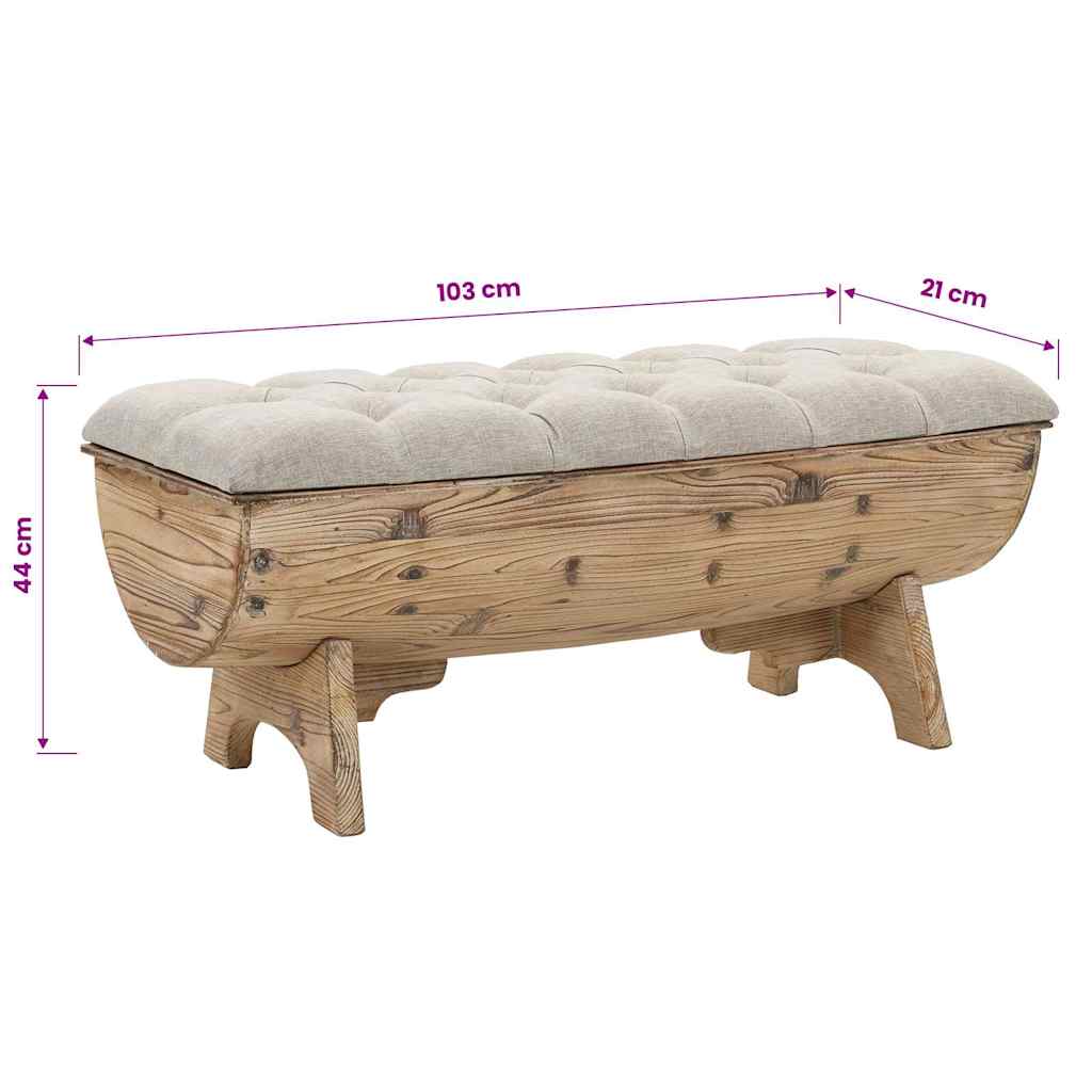 Storage Bench 103x51x44 cm Solid Wood and Fabric