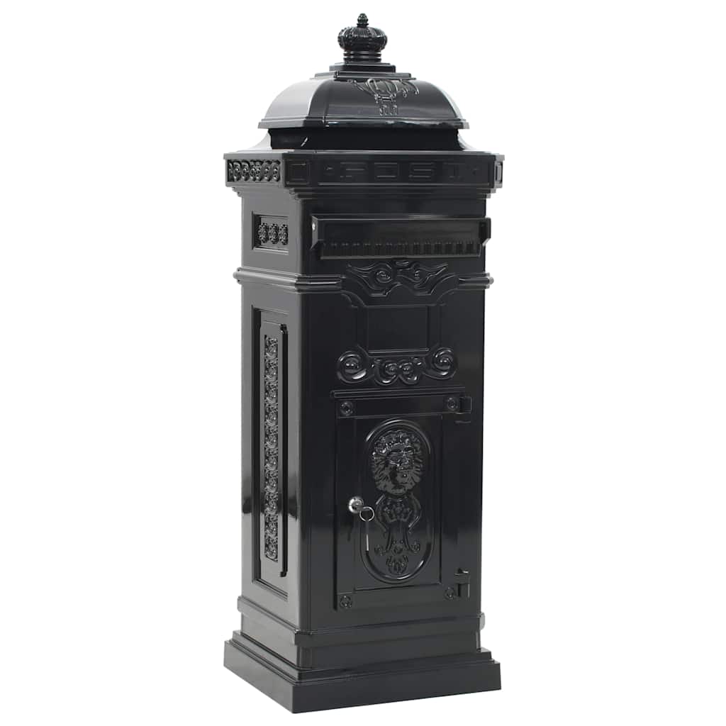 Pillar Letterbox Aluminium Vintage Style Rustproof Black