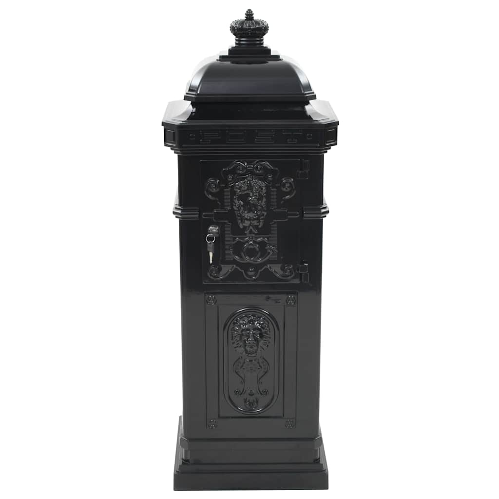Pillar Letterbox Aluminium Vintage Style Rustproof Black