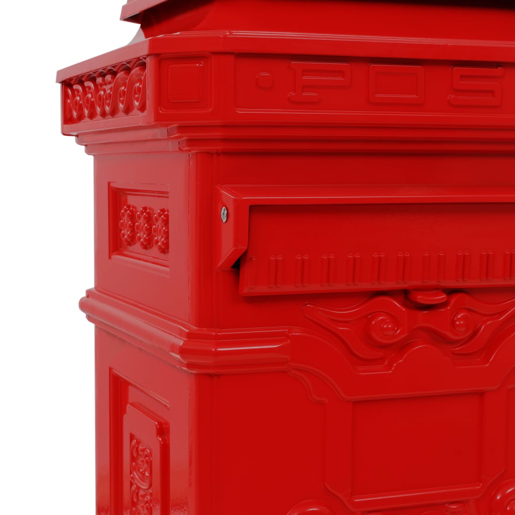 Pillar Letterbox Aluminium Vintage Style Rustproof Red