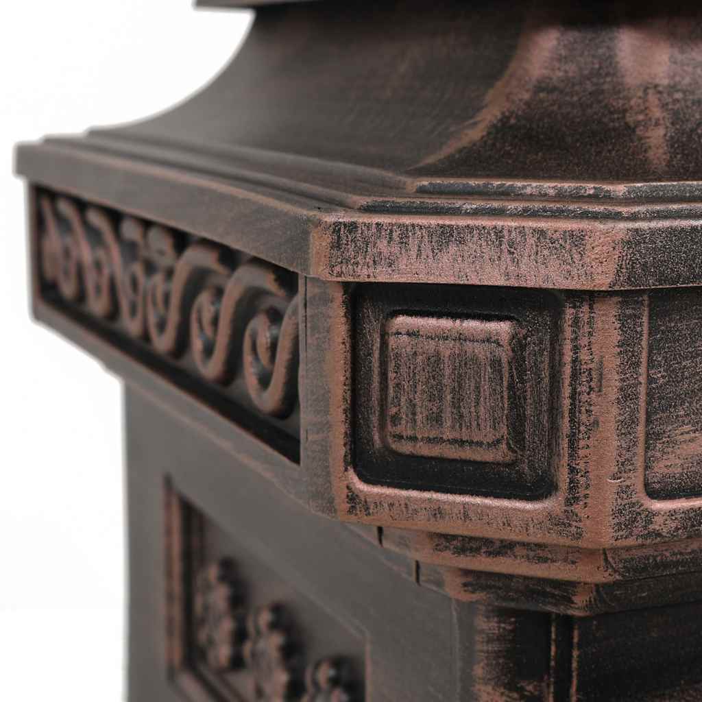 Pillar Letterbox Aluminium Vintage Style Rustproof Bronze
