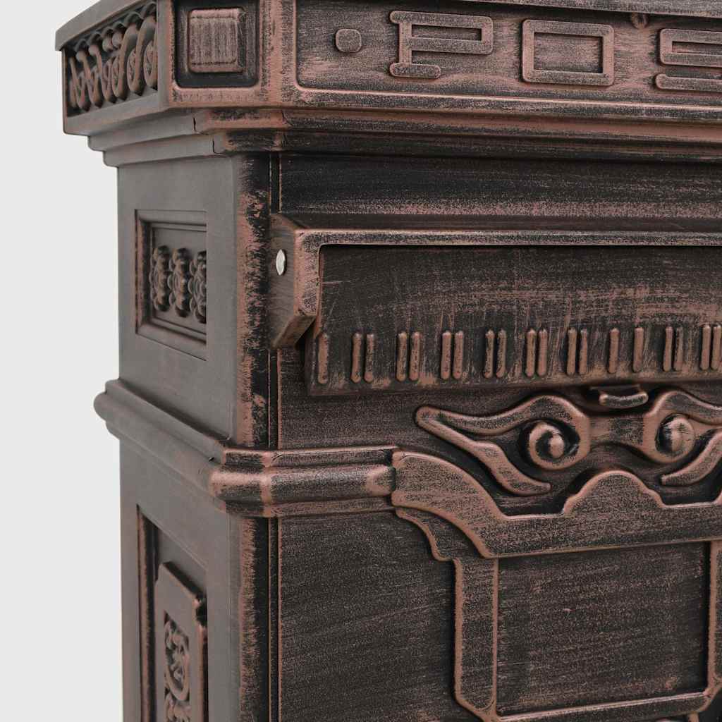 Pillar Letterbox Aluminium Vintage Style Rustproof Bronze