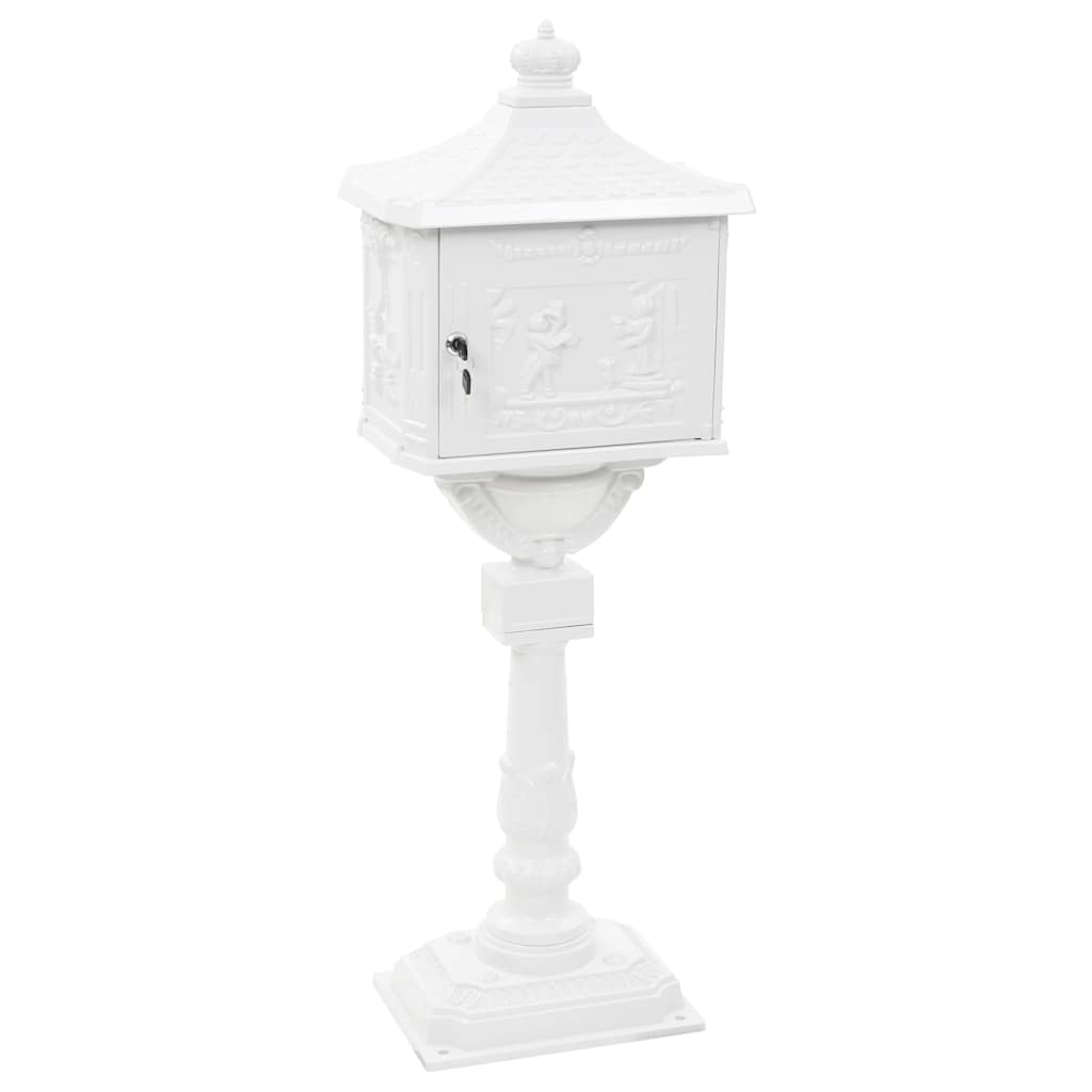 Pedestal Letterbox Aluminium Vintage Style Rustproof White