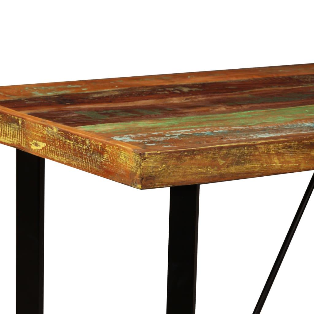 Bar Set 5 Pieces Solid Reclaimed Wood, Genuine Leather & Canvas