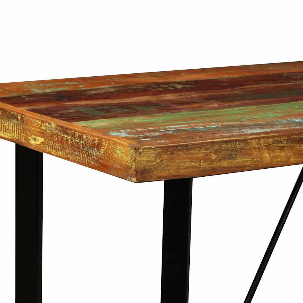 Bar Set 5 Pieces Solid Wood Reclaimed. Genuine Leather & Canvas