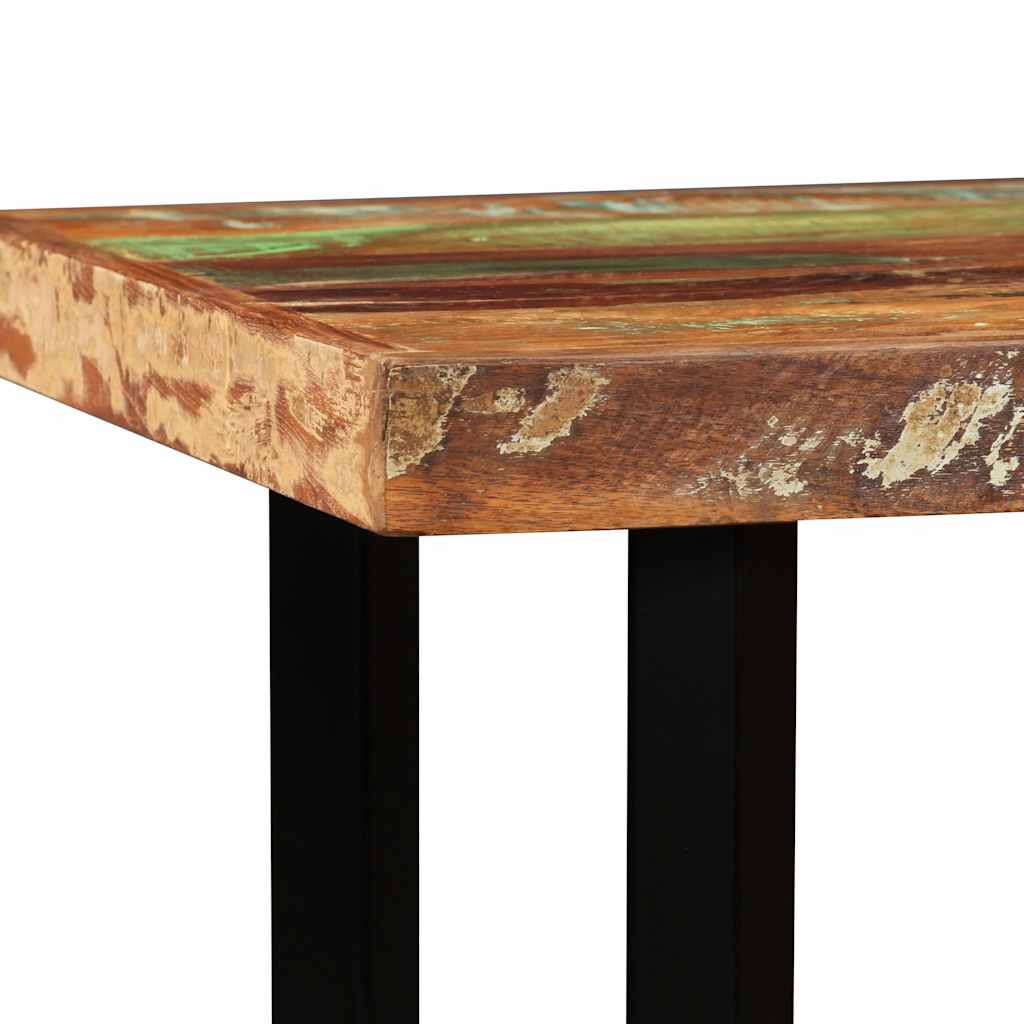 Bar Set 5 Pieces Solid Wood Reclaimed. Genuine Leather & Canvas