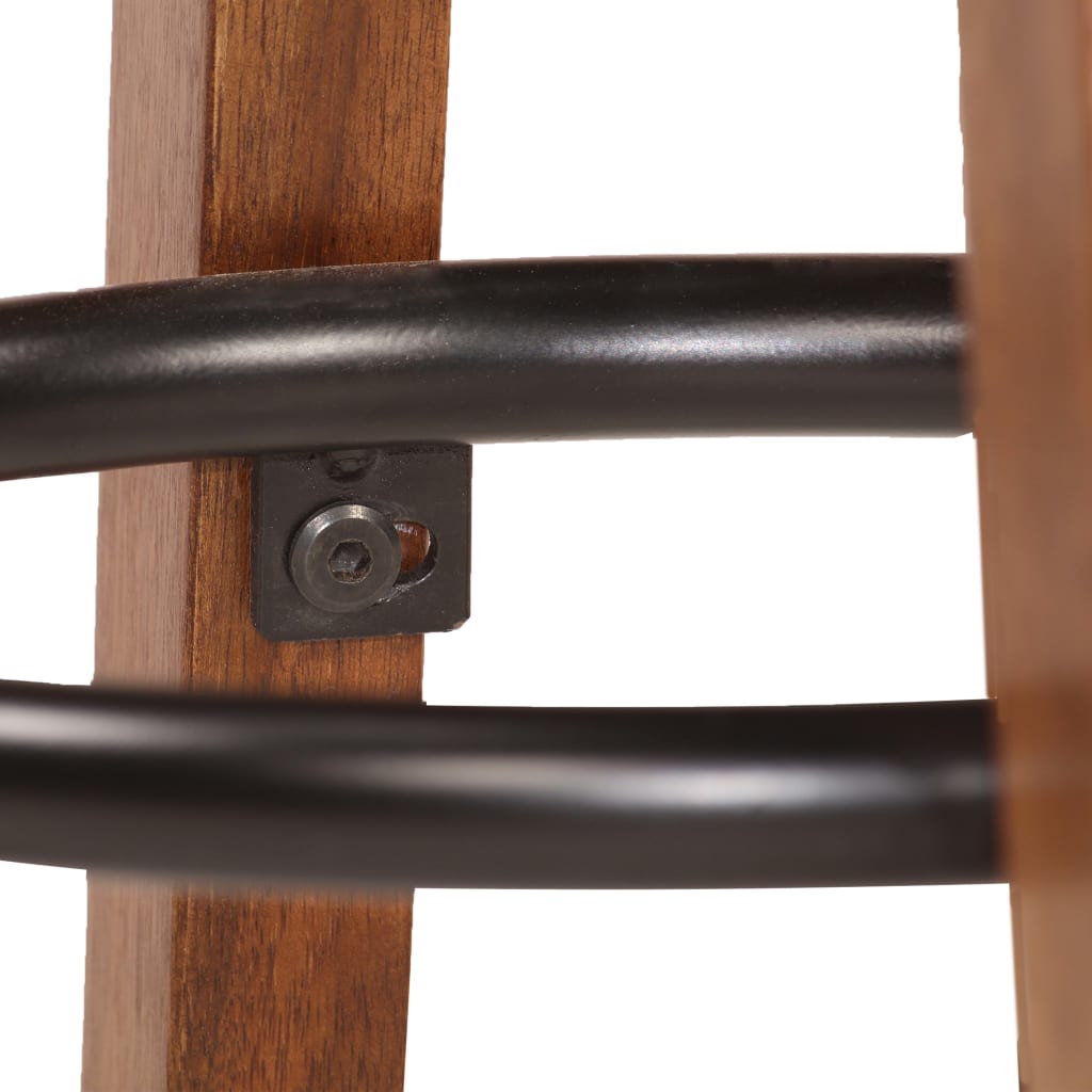 Bar Chairs 2 pcs Real Leather and Solid Acacia Wood