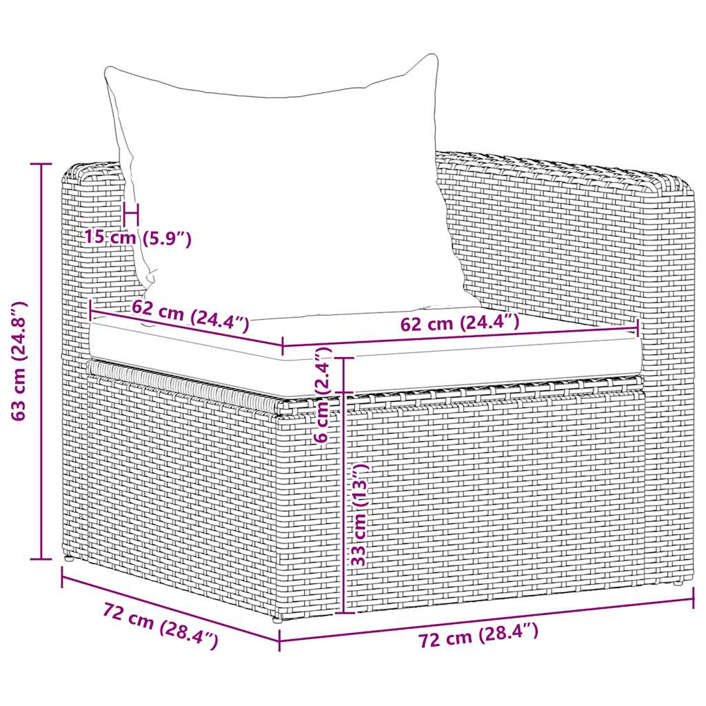 3 Piece Garden Sofa Set with Cushions Grey Poly Rattan