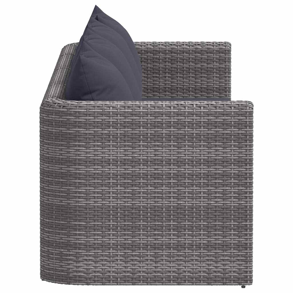 4 Piece Garden Sofa Set with Cushions Grey Poly Rattan