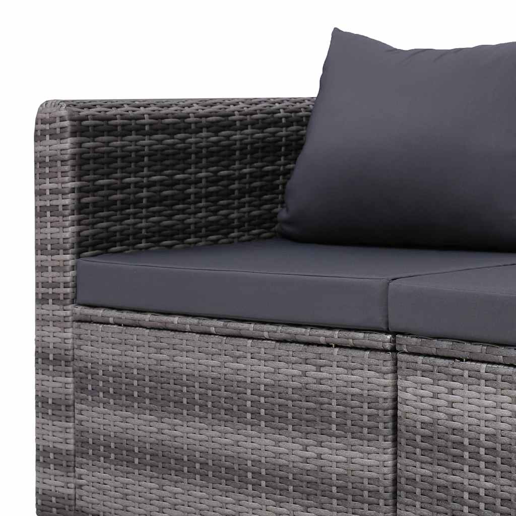 4 Piece Garden Sofa Set with Cushions Grey Poly Rattan