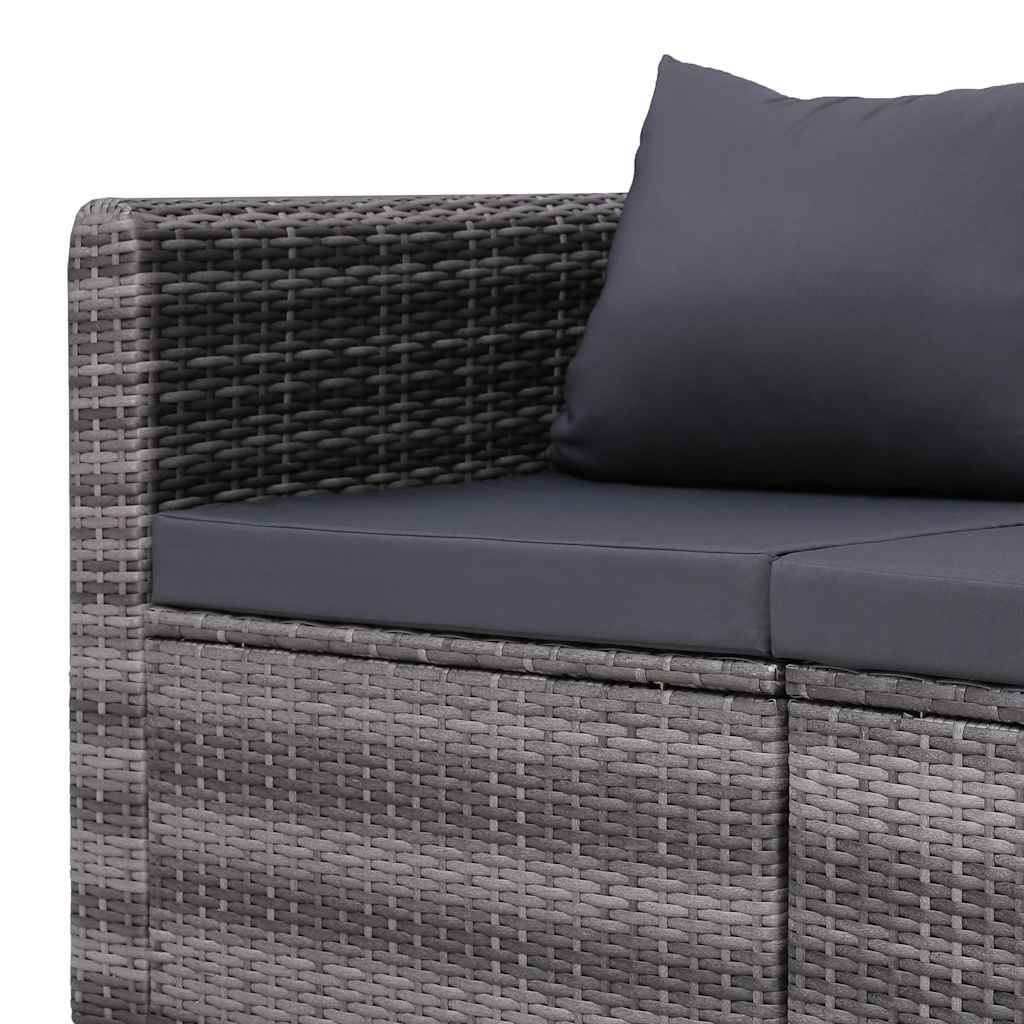 4 Piece Garden Sofa Set with Cushions Grey Poly Rattan