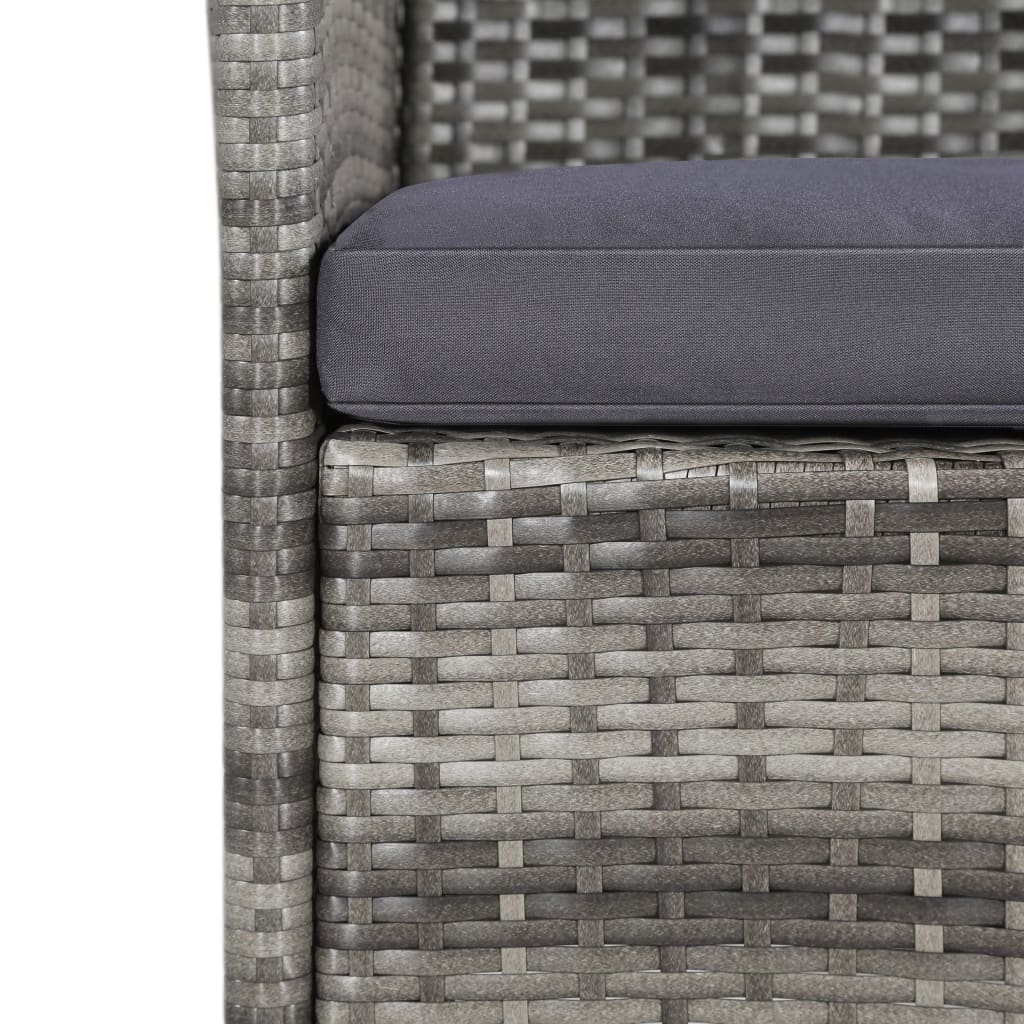 11 Piece Outdoor Dining Set with Cushions Poly Rattan Grey