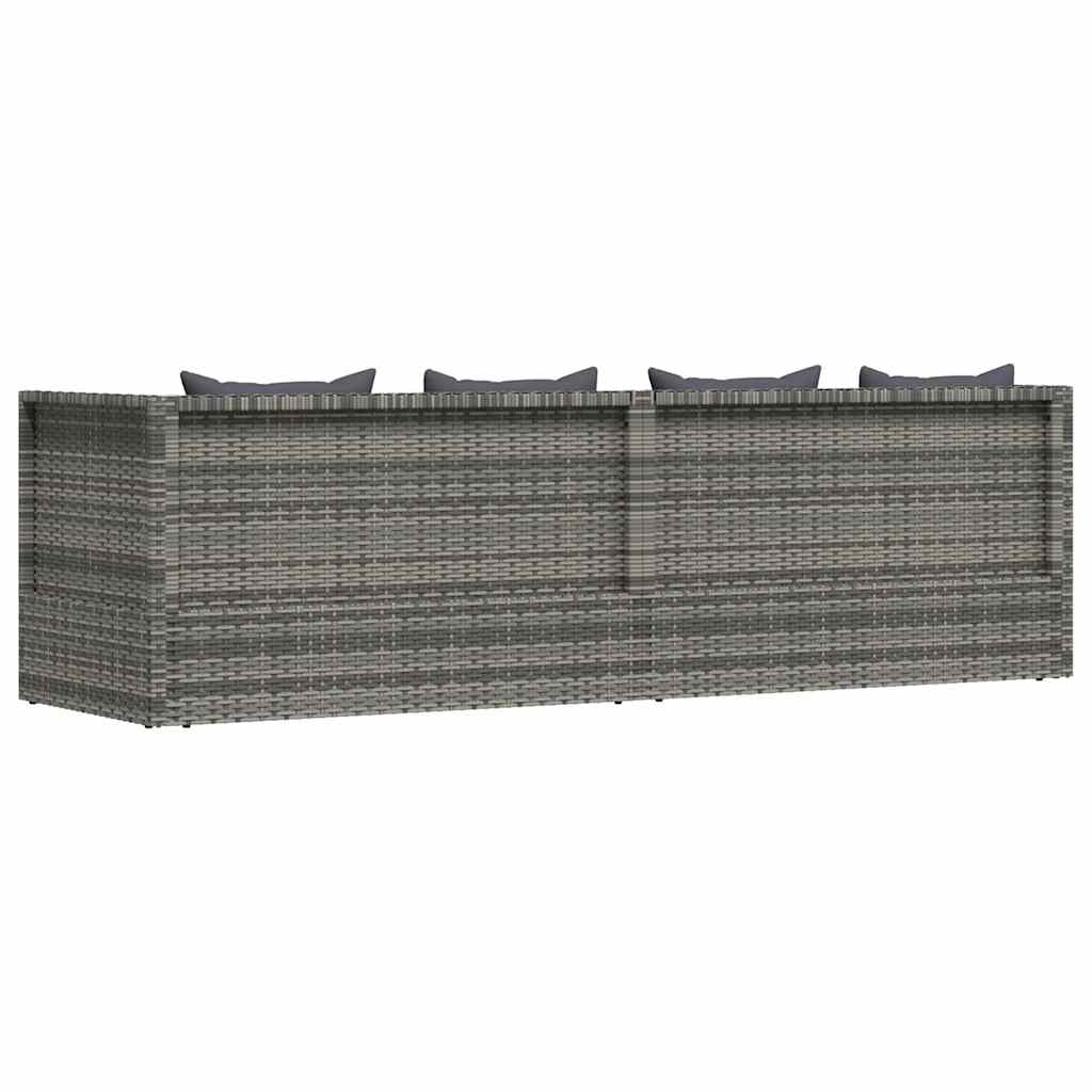 Garden Bed Grey 200x60 cm Poly Rattan