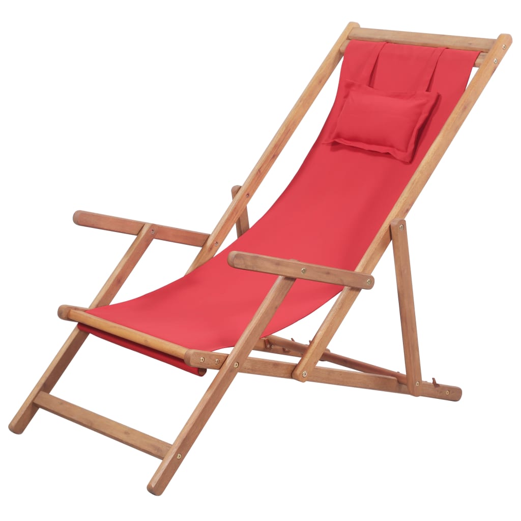 Folding Chair Fabric and Wooden Frame Red
