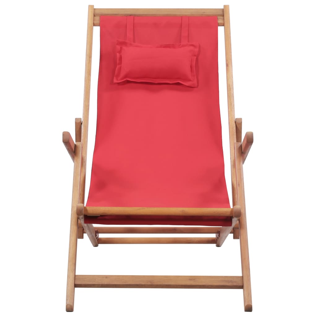 Folding Chair Fabric and Wooden Frame Red