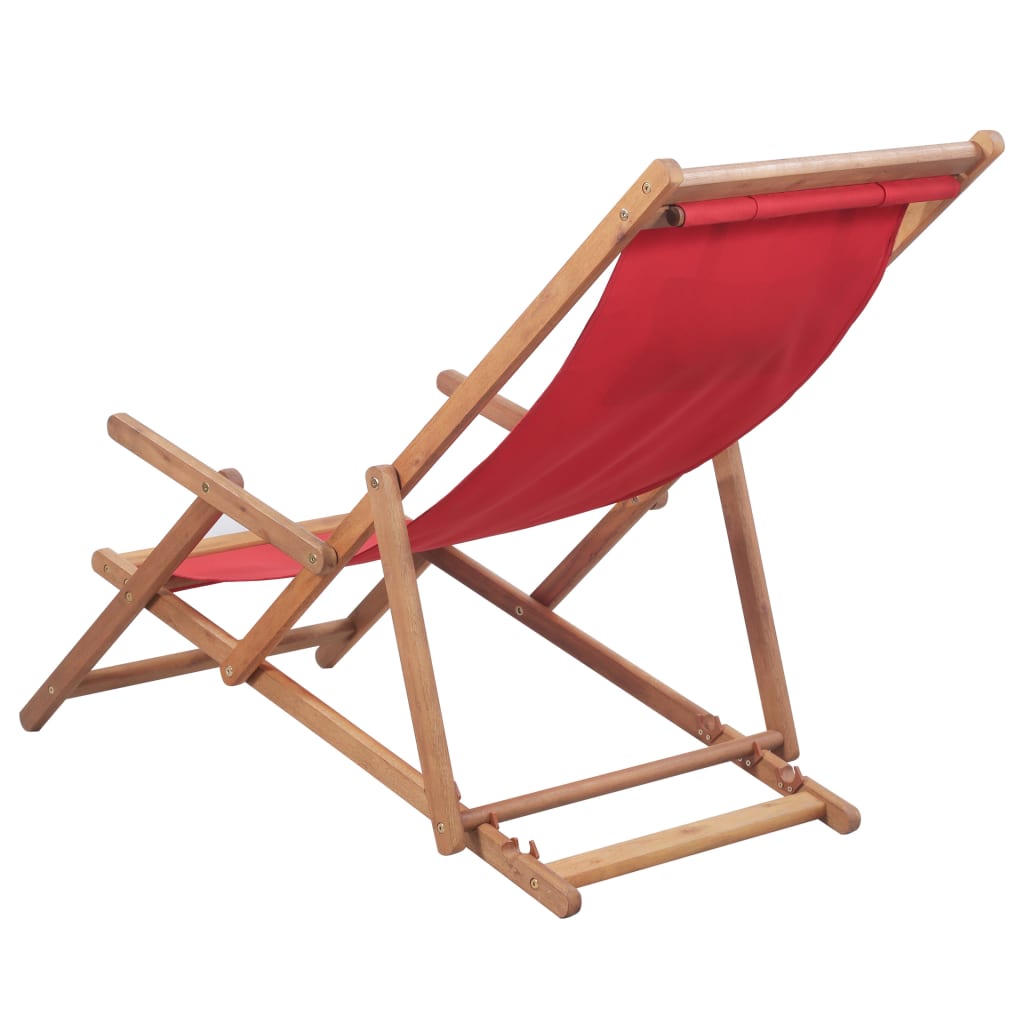 Folding Chair Fabric and Wooden Frame Red