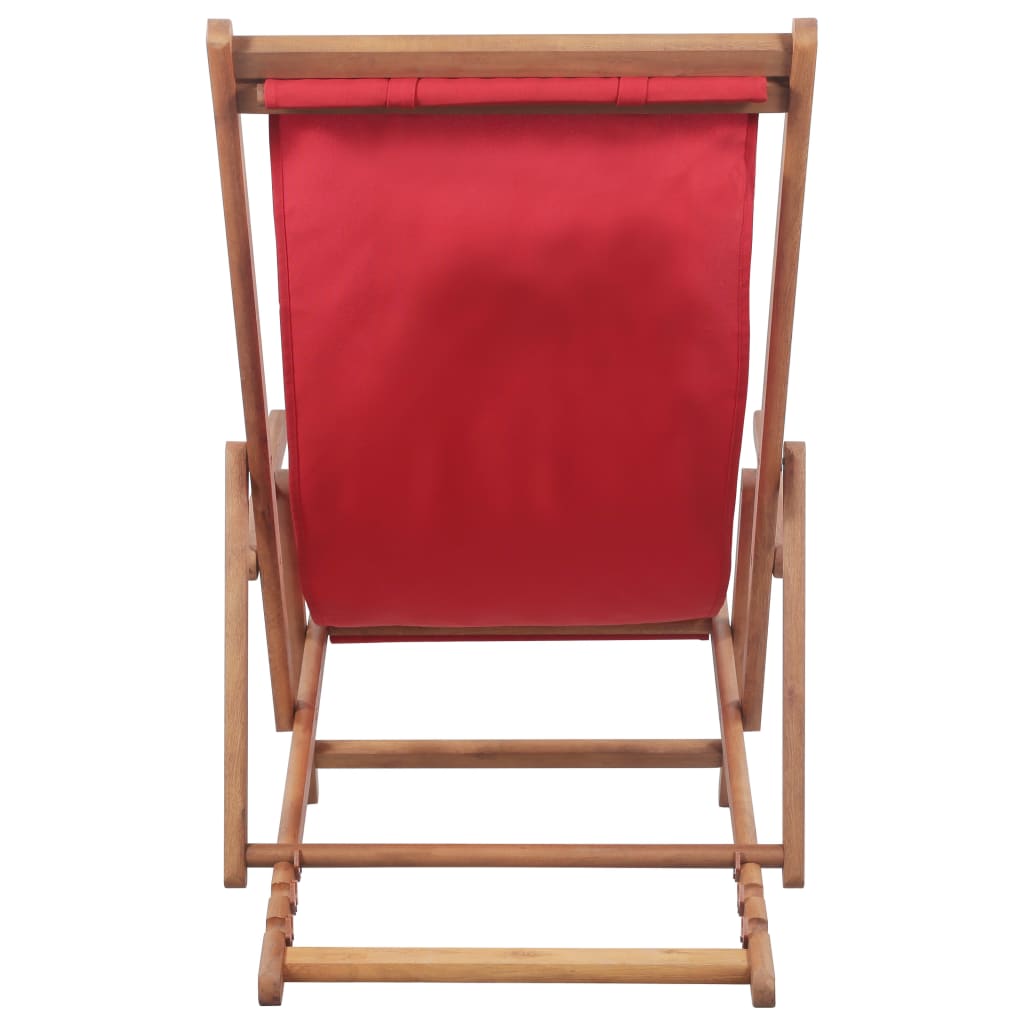 Folding Chair Fabric and Wooden Frame Red