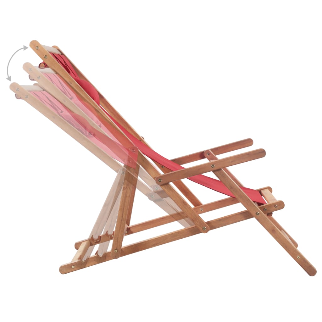 Folding Chair Fabric and Wooden Frame Red