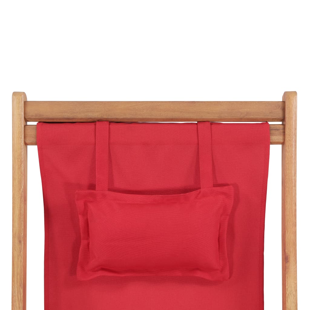 Folding Chair Fabric and Wooden Frame Red