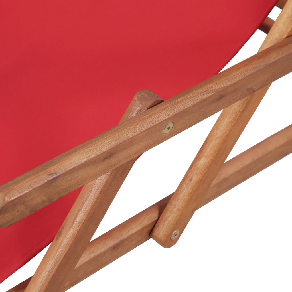 Folding Chair Fabric and Wooden Frame Red