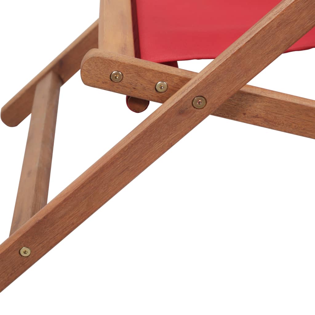 Folding Chair Fabric and Wooden Frame Red