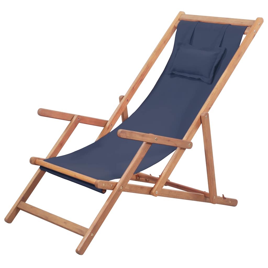 Folding Chair Fabric and Wooden Frame Blue