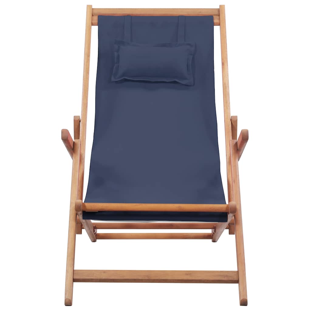 Folding Chair Fabric and Wooden Frame Blue