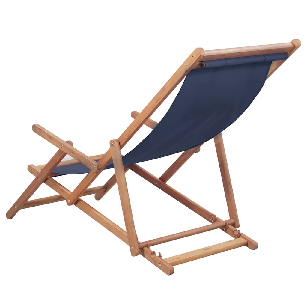 Folding Chair Fabric and Wooden Frame Blue
