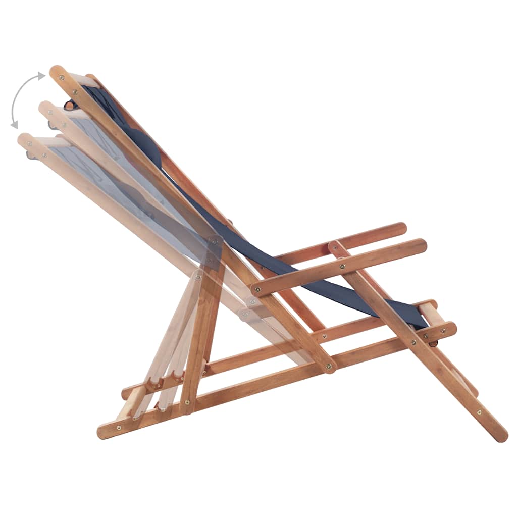 Folding Chair Fabric and Wooden Frame Blue