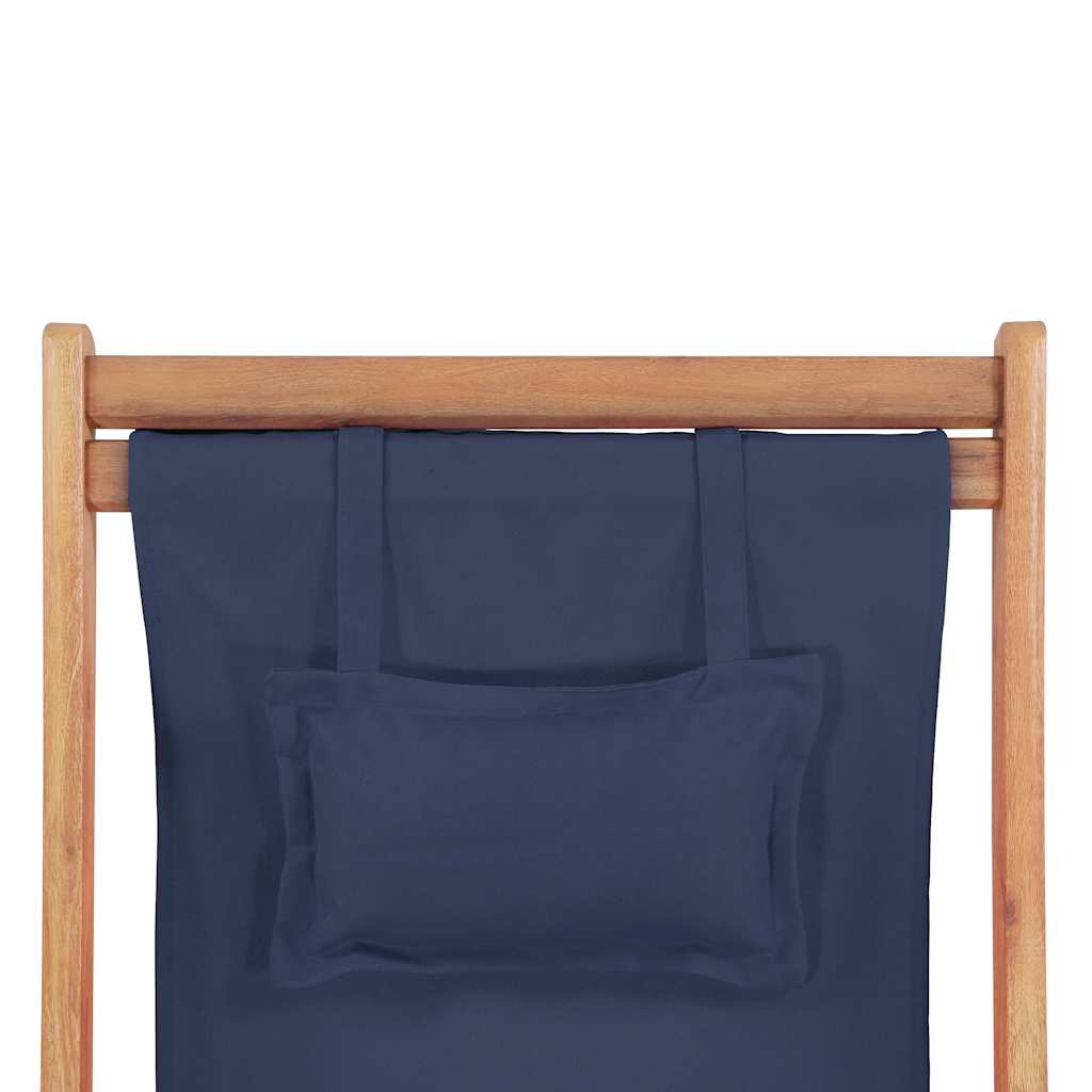 Folding Chair Fabric and Wooden Frame Blue