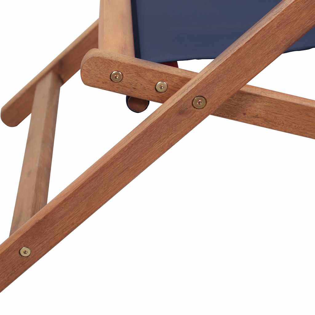 Folding Chair Fabric and Wooden Frame Blue
