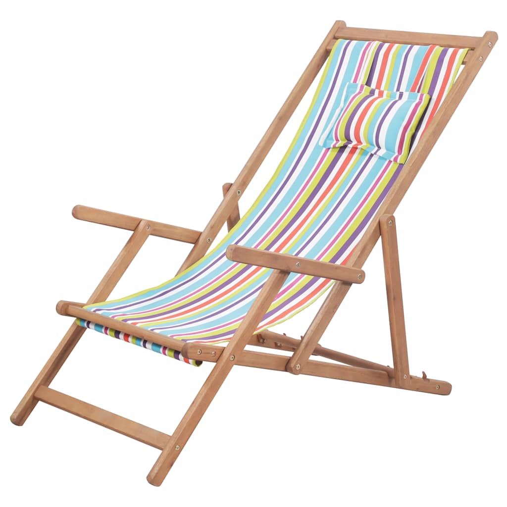 Folding Chair Fabric and Wooden Frame Multicolour