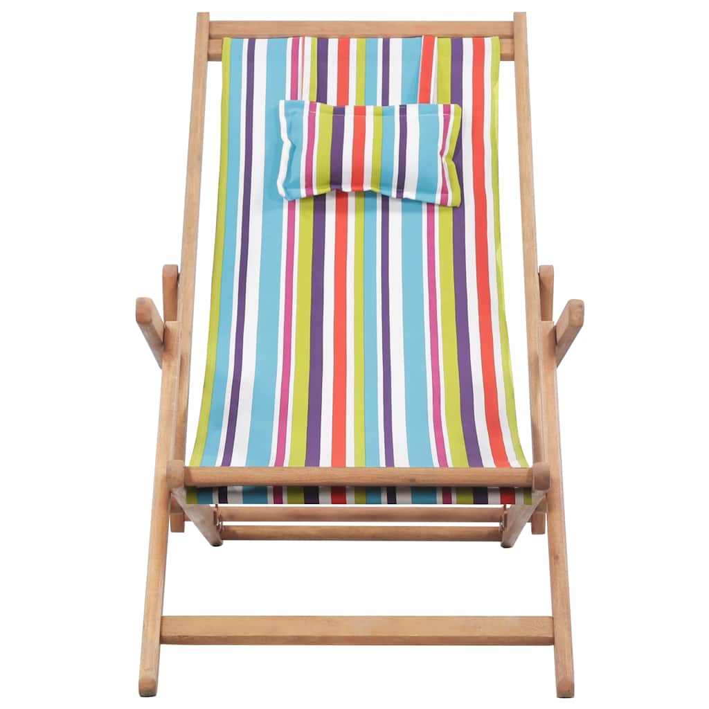 Folding Chair Fabric and Wooden Frame Multicolour
