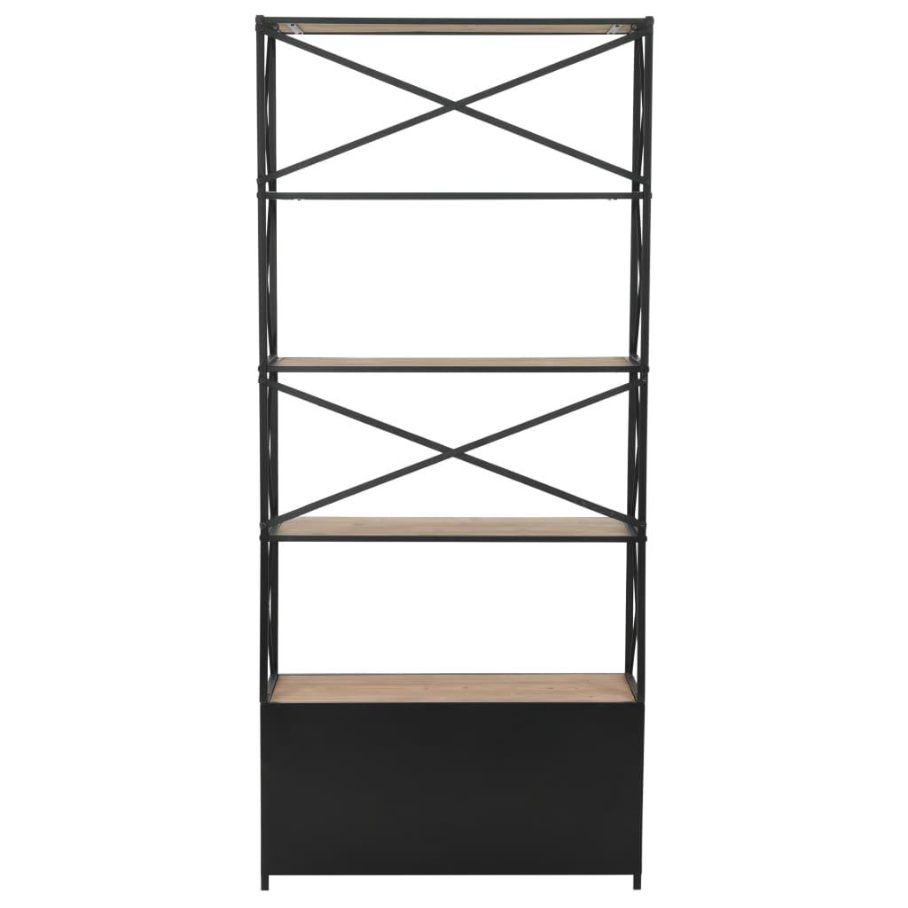 Bookcase Solid Firwood and Steel 80x32.5x180 cm