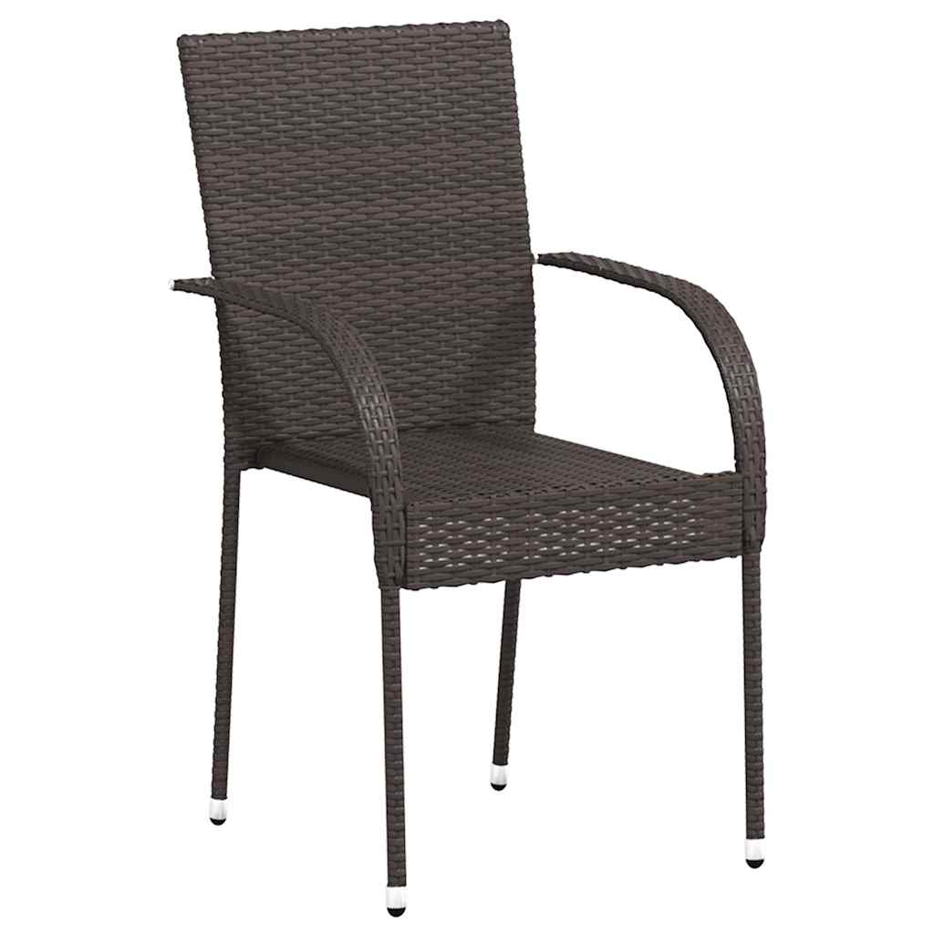 Stackable Outdoor Chairs 2 pcs Poly Rattan Brown