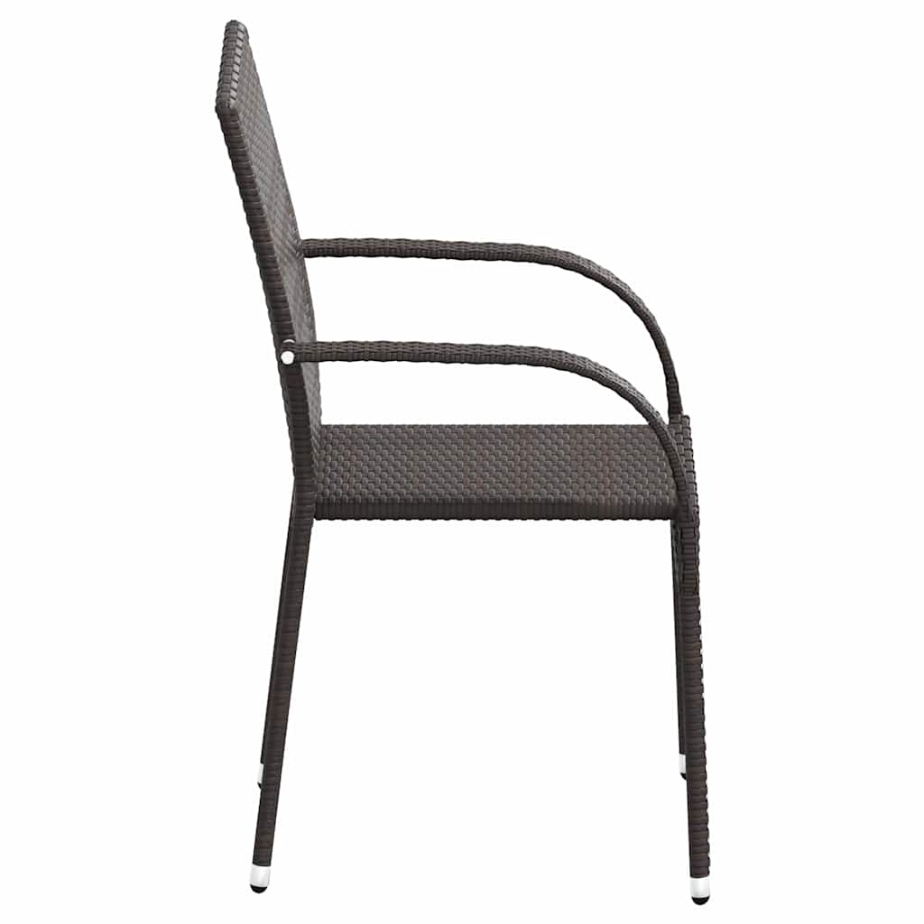 Stackable Outdoor Chairs 2 pcs Poly Rattan Brown