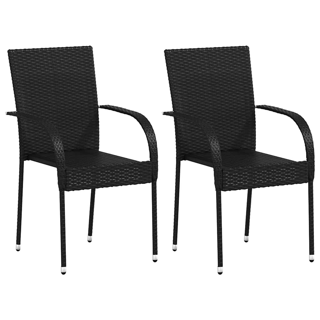 Stackable Outdoor Chairs 2 pcs Poly Rattan Black