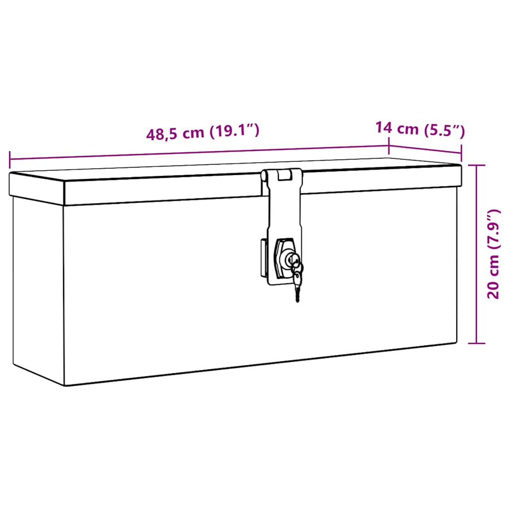 Aluminium Box 48.5x14x20 cm Silver